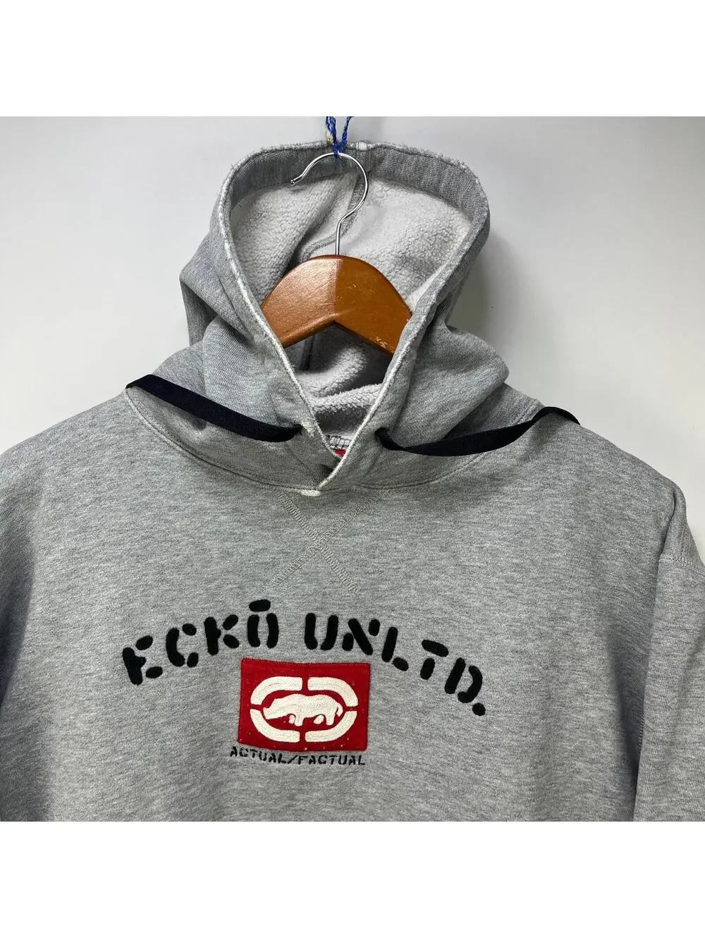 Vtg Ecko Unltd Gray Embroidered Rhino Pullover Hoodie XL - Picture 3 of 11